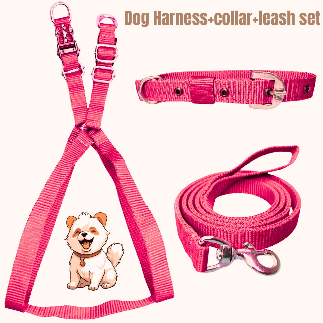 Dog harness collar leash set size M Mrdoggu